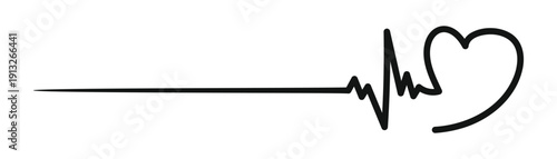 Heart rate ecg isolated on transparent background