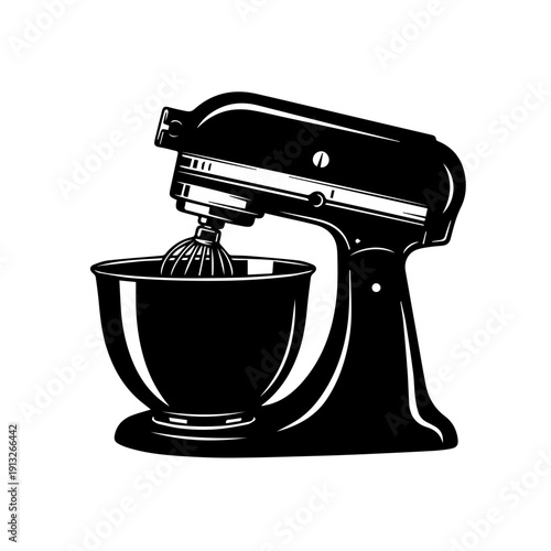 Classic black stand mixer with a sleek and modern design.