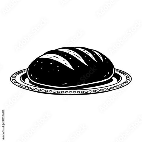 Whimsical depiction of a loaf of bread resembling the planet saturn with rings