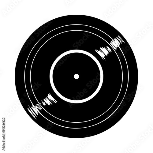 Classic vinyl record with visible audio waveform and stylus groove