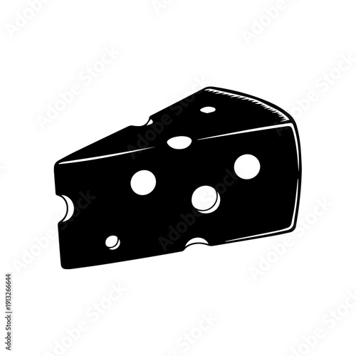 A stylized illustration of a triangular slice of swiss cheese with circular holes