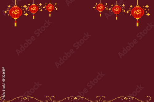 red background with flowers - imlek