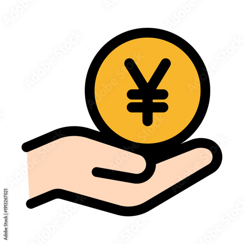 支払い・収益を表す、手の上の円マークアイコン