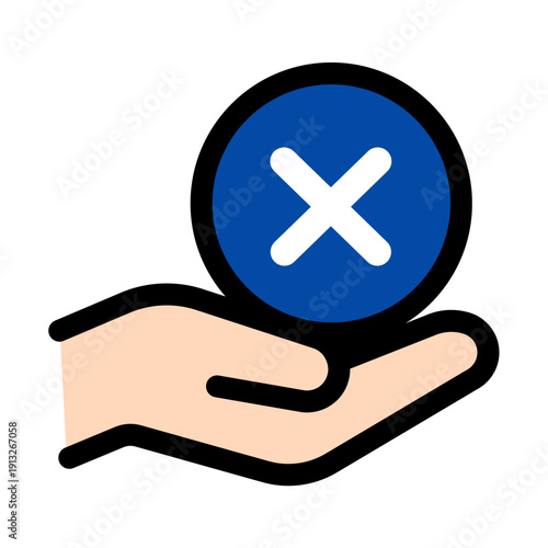 手の上のNGマークアイコン（禁止・エラー）