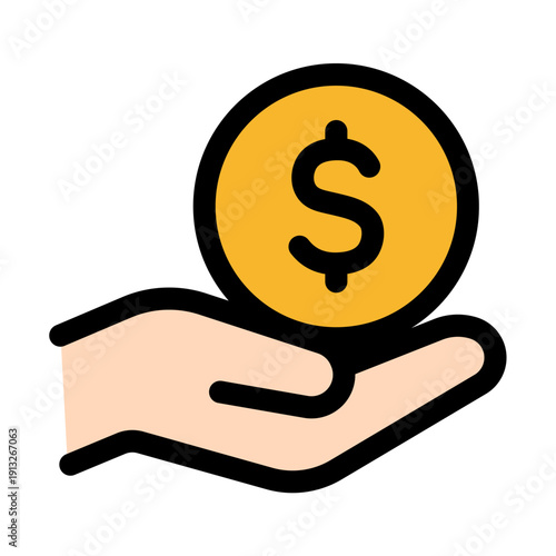 手の上のドルマークアイコン（支払い・収益）