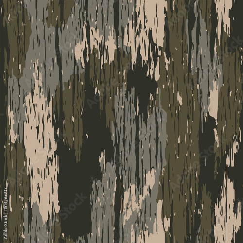 Abstract Woodland Bark Camouflage Seamless Pattern Vector Background