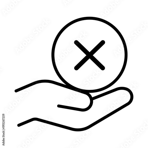 手の上のNGマークアイコン（禁止・エラー）