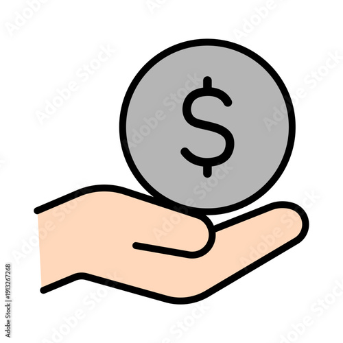 手の上のドルマークアイコン（支払い・収益）