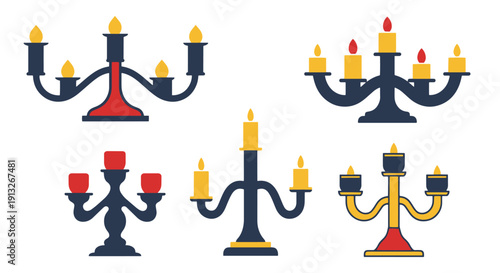 Candelabra Line art abstract colorful illustration
