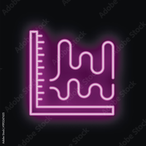 Vibrant illustration of fluctuating market conditions is depicted by a neon purple line chart