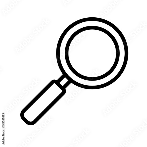 Magnifying glass, search and discovery, simple line vector icon