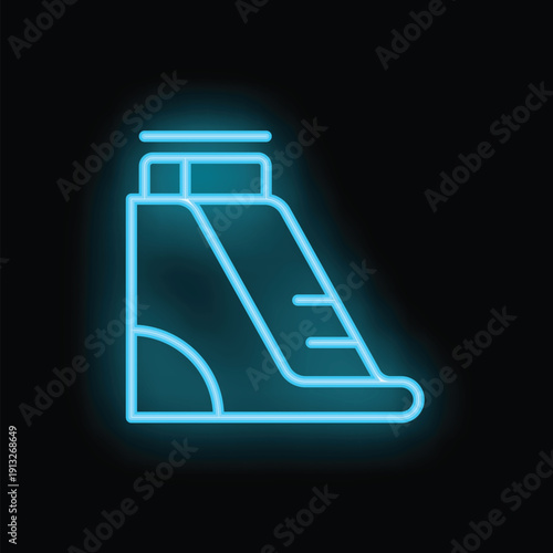 Glowing neon sign representing a children's slide, perfect for any entertainment or recreation related design