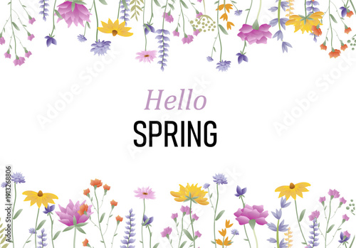 Spring Poster With Flowers Border