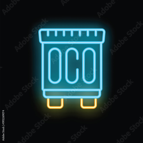 Glowing neon line carbon monoxide detector icon isolated on black background. Colorful outline concept. Vector illustration