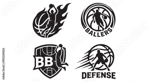 Set of Basketball Logo Badge Design Templates