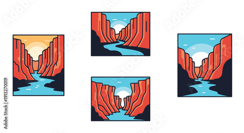 Canyons Gorges modern soft tone illustration