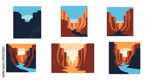 Canyons Gorges dynamic creative style illustration