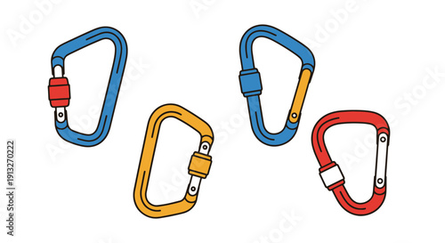 Carabiner Line art soft colorful abstract illustration
