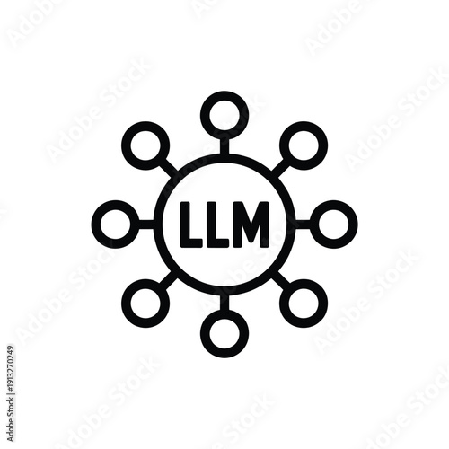 Large language model network illustration with central hub and connections