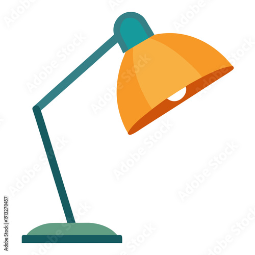 Modern desk lamp with adjustable arm and vibrant orange shade
