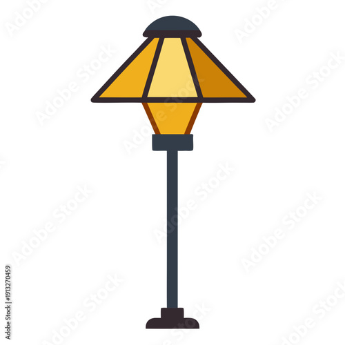 Modern street lamp icon in vibrant yellow and dark gray
