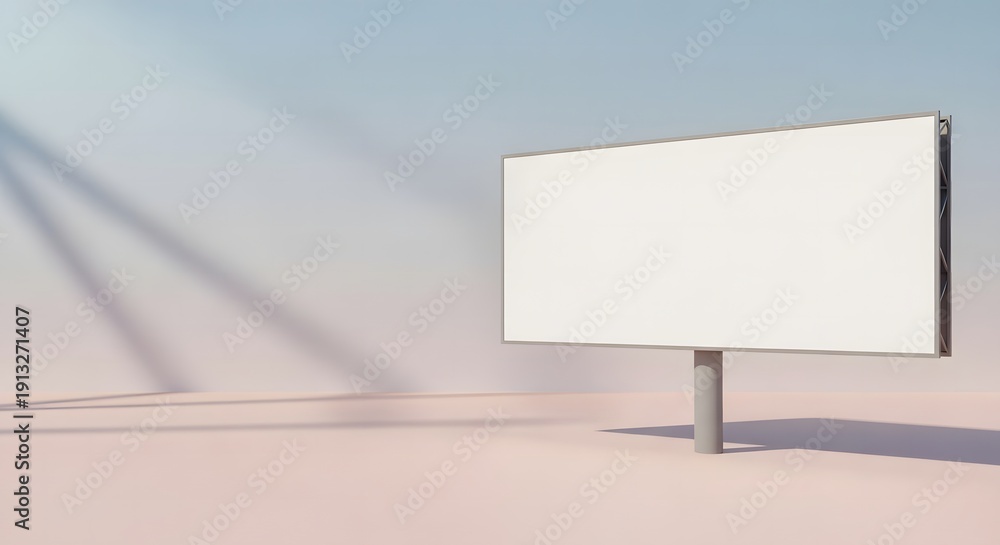Fototapeta premium A blank billboard stands ready for your advertisement, bathed in soft, natural light.