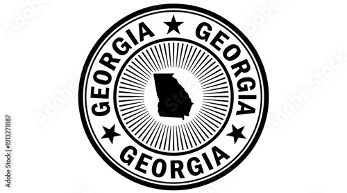 Georgia State Seal Vector – Stylized Emblem Featuring Bold Typography, Stars, and State Silhouette for Regional Identity, Government, and Graphic Design Projects