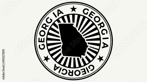 Georgia State Seal Vector – Stylized Emblem Featuring Bold Typography, Stars, and State Silhouette for Regional Identity, Government, and Graphic Design Projects