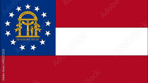 Georgia State Flag Vector – Stylized Design Featuring Red, White, and Blue Stripes with State Seal for Regional Identity, Heritage, and Graphic Design Projects