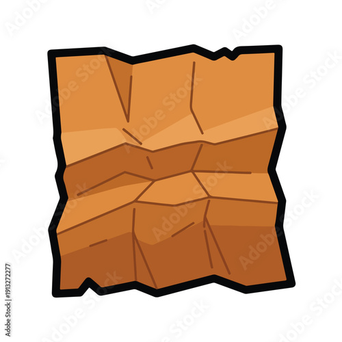 Crinkled paper texture illustration from a tilted viewpoint showcasing torn edges and creased surface details, inspired by pektor751.eps