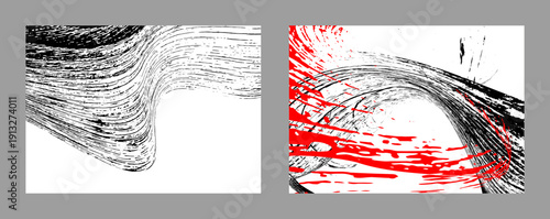 Strokes of black and red paint. Graffiti element. Design template for the design of banners, posters, booklets, covers, magazines. EPS 10