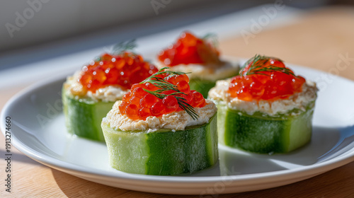 Wallpaper Mural Eel avocado and red caviar rolls, modern Eastern cuisine concept, handmade phone photo, selective focus, harsh light, non-AI, defocused background, with copy space Torontodigital.ca