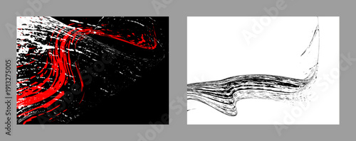 Strokes of black and red paint. Set of two templates.  Design template for the design of banners, posters, booklets, covers, magazines. EPS 10