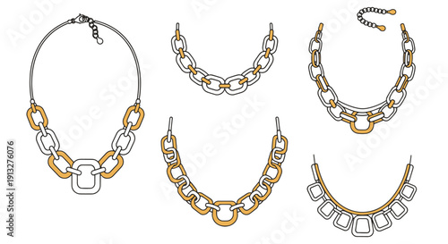 Chain Necklace Line clean color artwork vector