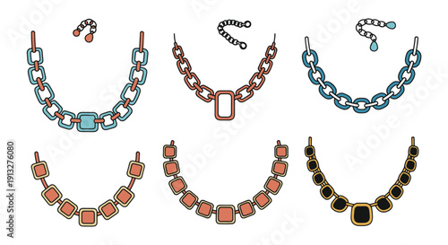 Chain Necklace Line clean abstract modern vector