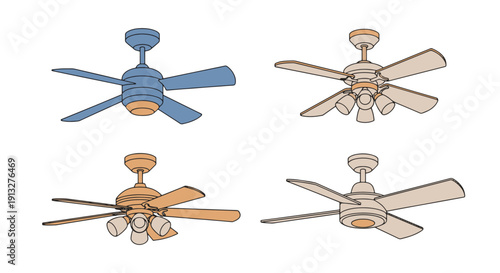 Ceiling Fan Line art creative bold style illustration