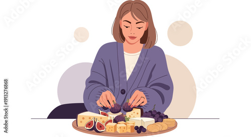 Woman Preparing Artisanal Cheese Platter For Delightful Gathering