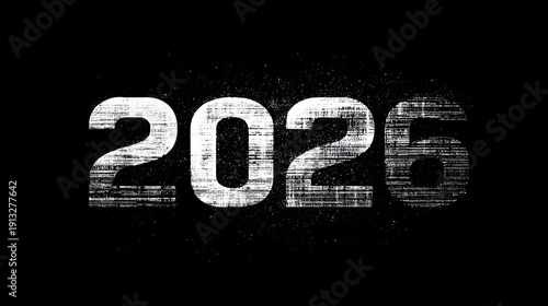 Wallpaper Mural 2026 Glitch Text Effect on Dark Background – Futuristic New Year Digital Typography Torontodigital.ca