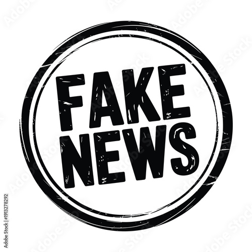 Black stamp displaying the words fake news in bold capital letters