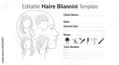Editable Hair Styling Template for Client Consultations.