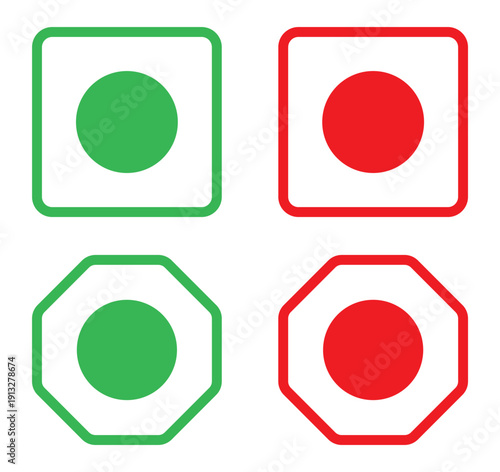 Vegetarian & Non-Vegetarian Food Symbols. Veg Non-Veg Symbol Isolated Vector Illustration.