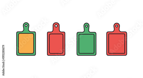 Chopping Board Line outline illustration modern color mix vector