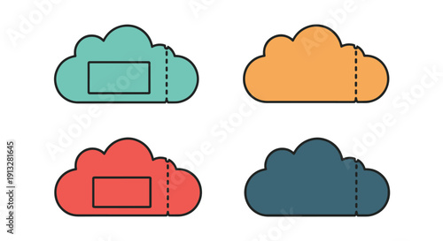 Cloud Ticket Line minimal abstract color vector