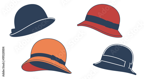Cloche Hat Line art clean modern style vector