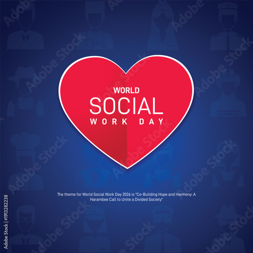 World Social Work Day 2026. World Social Work Day concept poster, banner, postcard, social media post, template, background, backdrop, cover vector design etc.