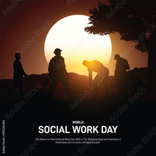 World Social Work Day 2026. World Social Work Day concept poster, banner, postcard, social media post, template, background, backdrop, cover vector design etc.