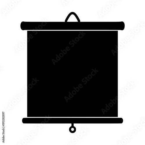 Pull down projection screen icon in black silhouette style