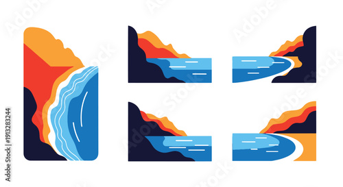 Coastline Line art creative modern color illustration