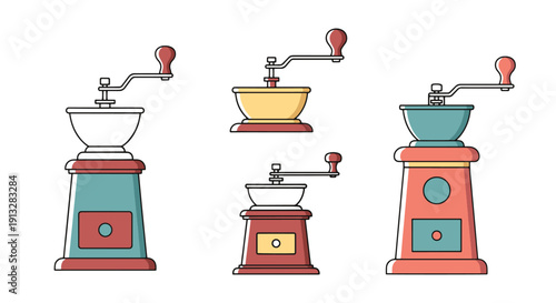 Coffee Grinder Line modern color design illustration