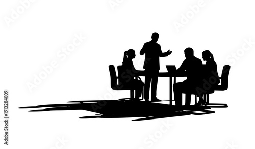 Business Silhouette: A silhouette captures a collaborative business meeting, fostering the spirit of teamwork and strategic planning.